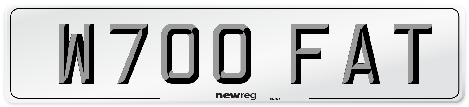 W700 FAT Number Plate from New Reg